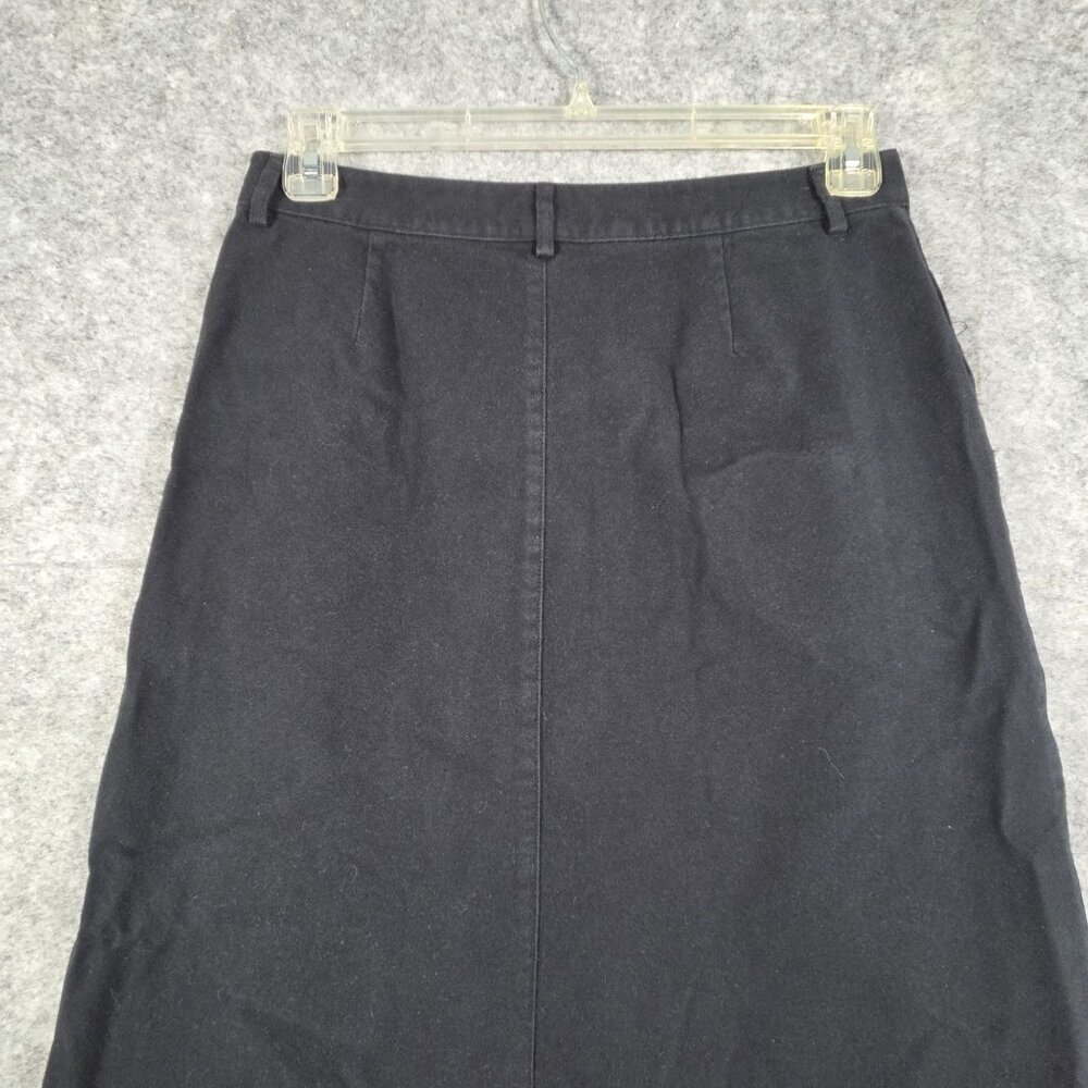 L.L. Bean Women’s Classic Fit Skirt Black Size 8 Button Front Preppy Academia - Picture 6 of 9
